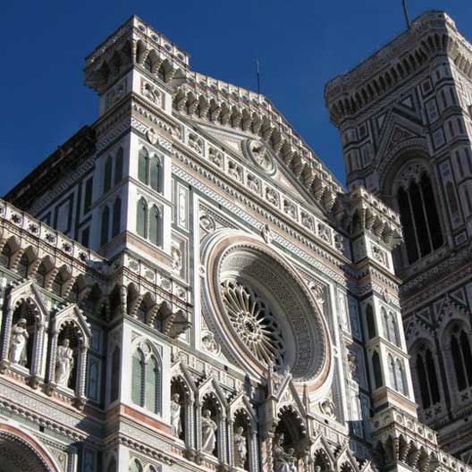 The facade of the Duomo in Florence, Italy
