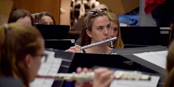 Student playing the flute