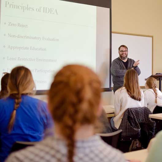 Dr. Matthew Ramsey in class with students