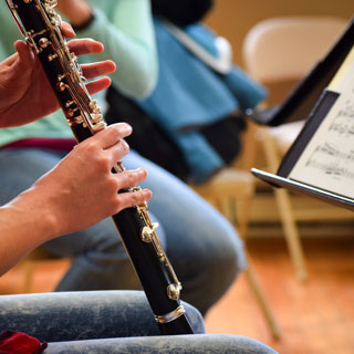 Student playing the clarinet