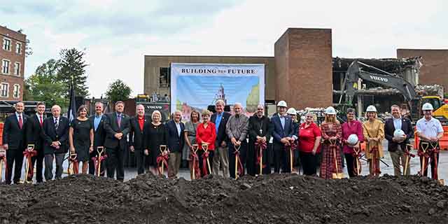 The participants during the ground breaking ceremony for the new library on the campus of Benedictine College.