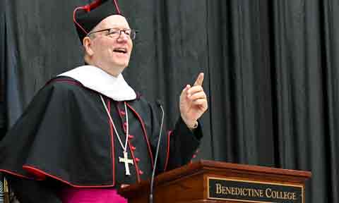 Bishop Barron speaking at the 2022 Commencement ceremony