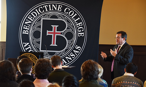 Patrick Reilly Speaking at Benedictine College in 2019