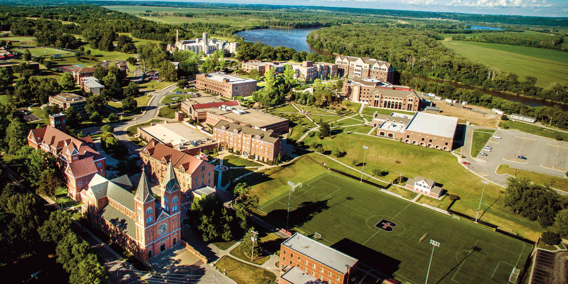 Aerial photo of the Benedictine College campus