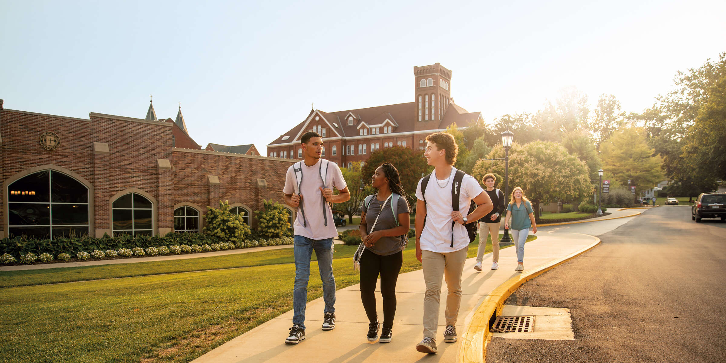 Students walking on campus